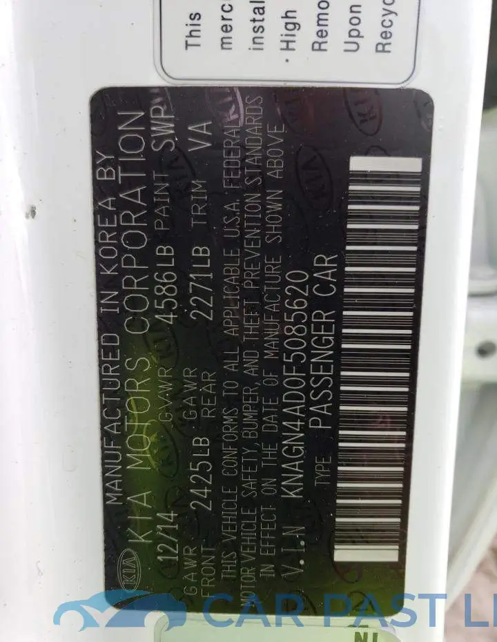 KNAGN4AD0F5085620# 12