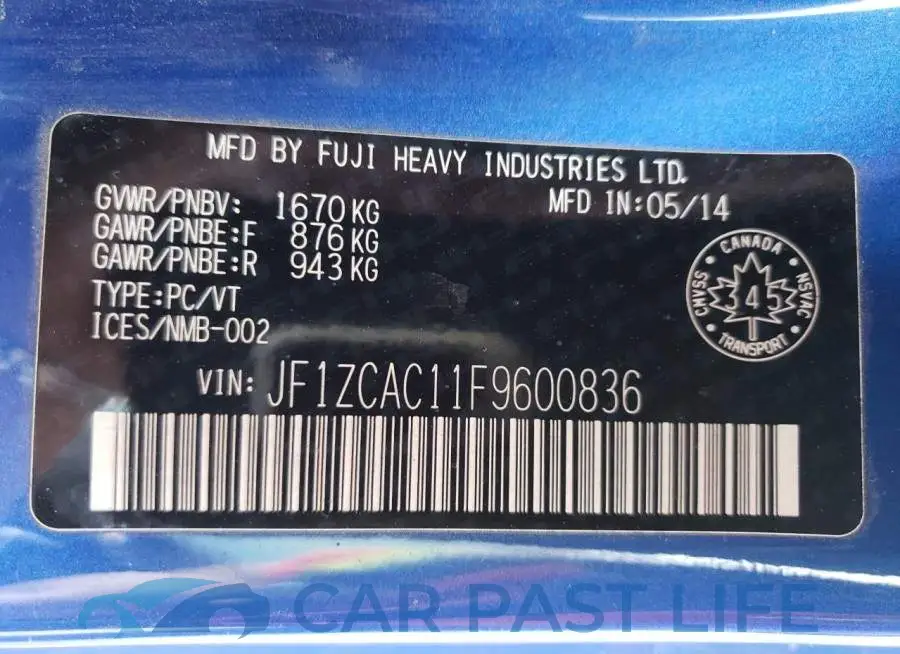 JF1ZCAC11F9600836# 12