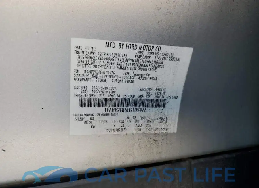 1FAHP2F86EG109476# 13