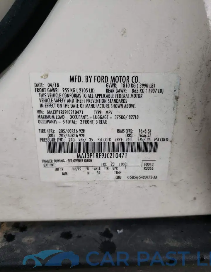 MAJ3P1RE9JC210471# 10