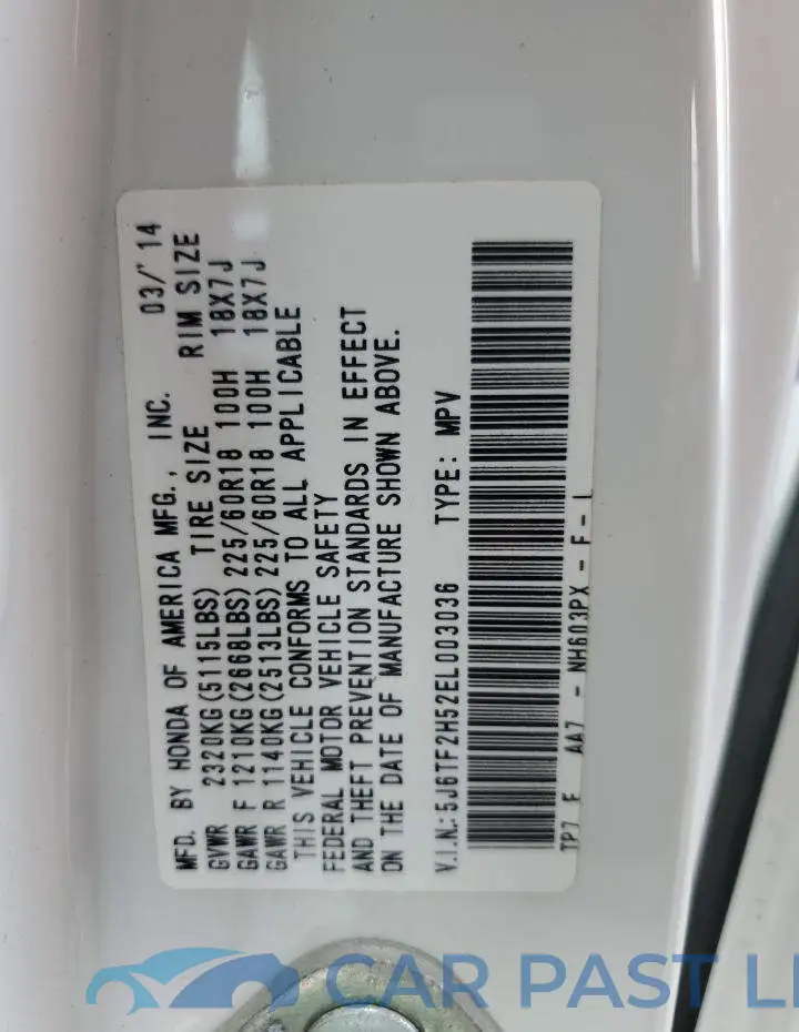 5J6TF2H52EL003036# 13