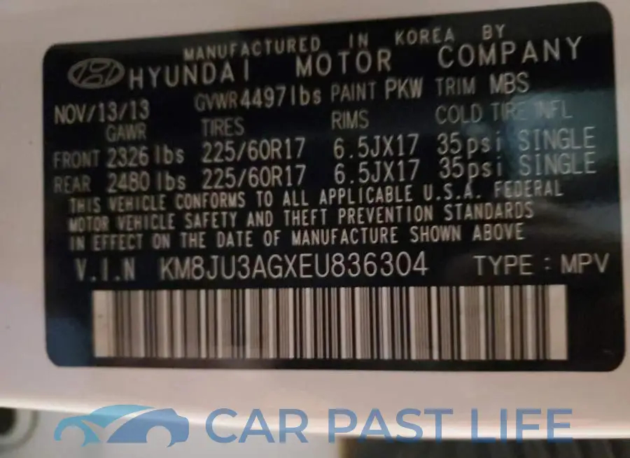 KM8JU3AGXEU836304# 13