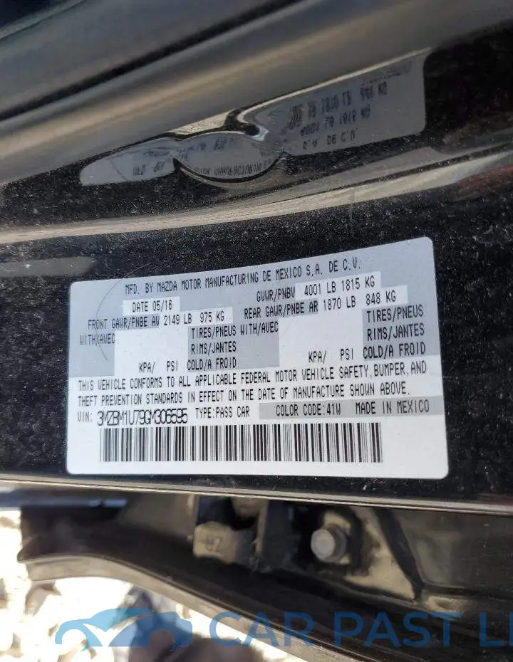 3MZBM1U79GM306595# 12