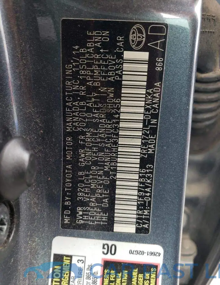 2T1BURHE3FC314256# 13