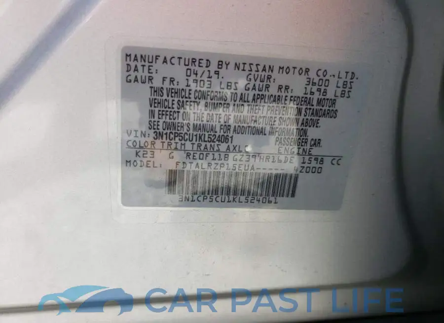 3N1CP5CU1KL524061# 12