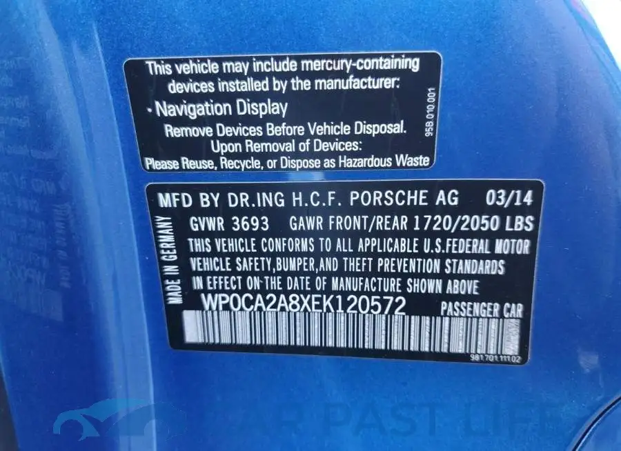 WP0CA2A8XEK120572# 12