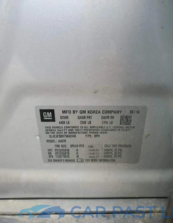 KL4CJFSBXFB043148# 13