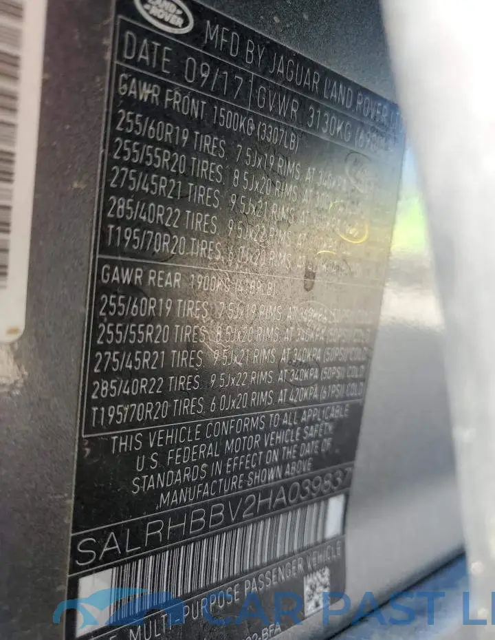 SALRHBBV2HA039837# 14