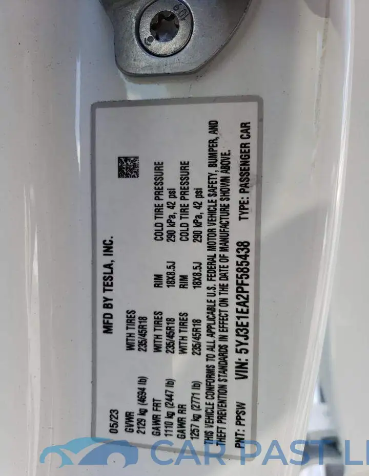 5YJ3E1EA2PF585438# 12