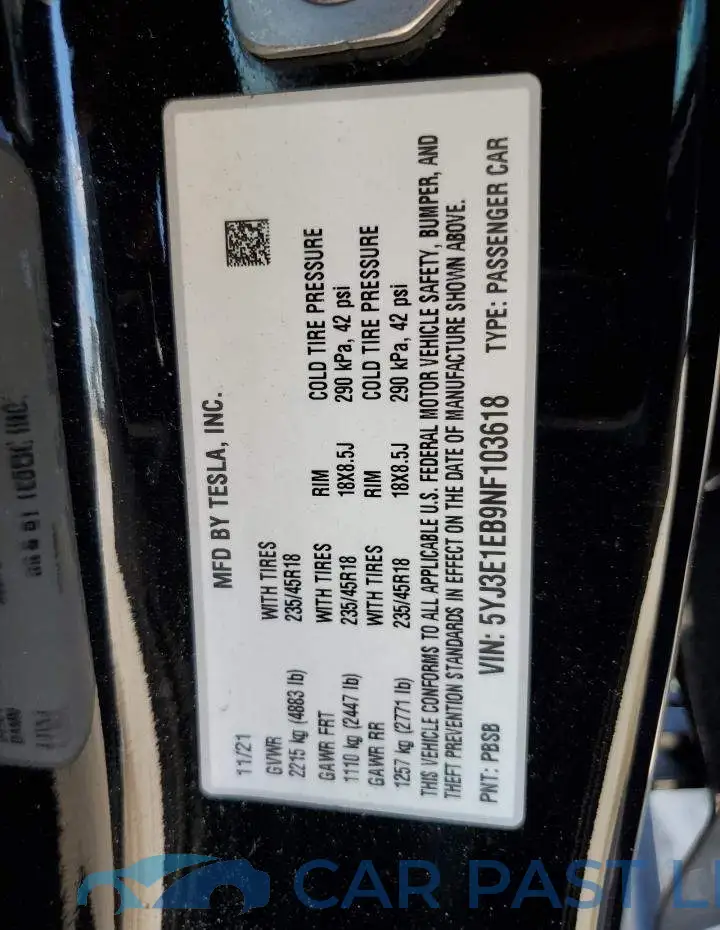 5YJ3E1EB9NF103618# 13
