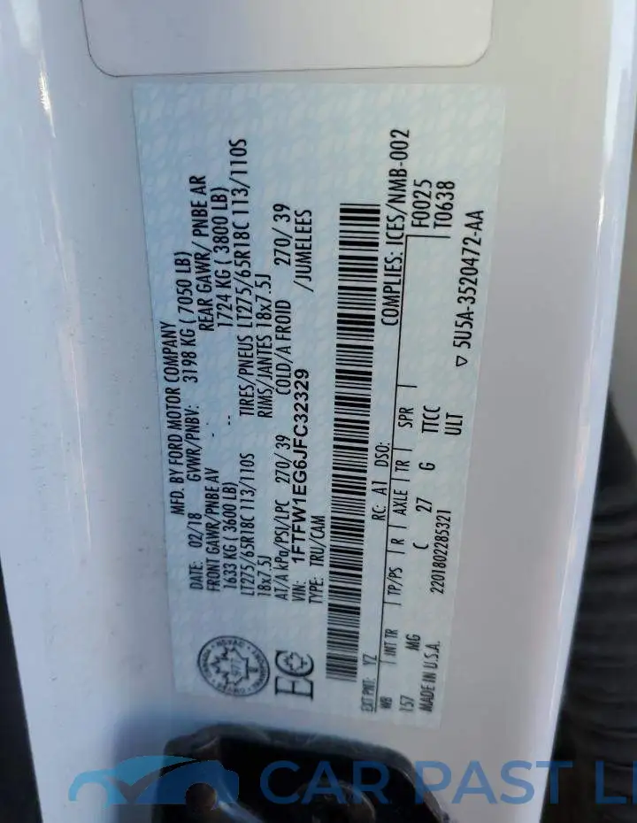 1FTFW1EG6JFC32329# 12