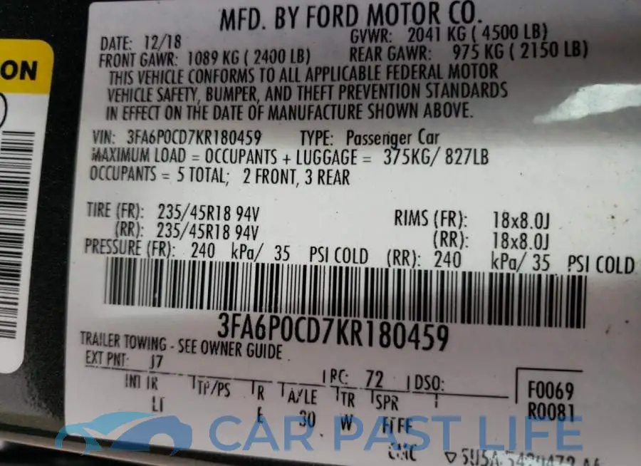 3FA6P0CD7KR180459# 13