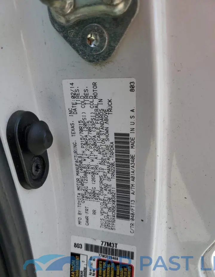 5TFNX4CN5EX038211# 12