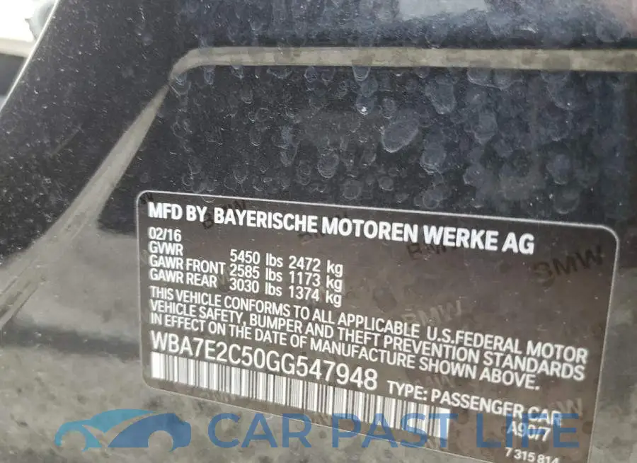 WBA7E2C50GG547948# 13
