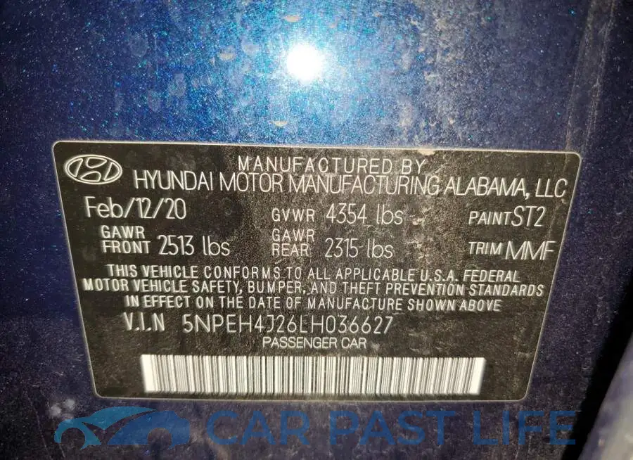 5NPEH4J26LH036627# 12