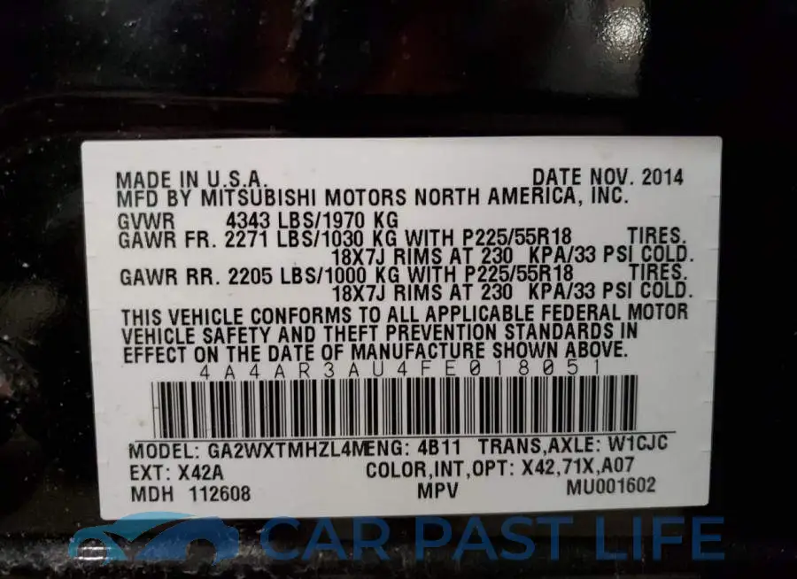 4A4AR3AU4FE018051# 12