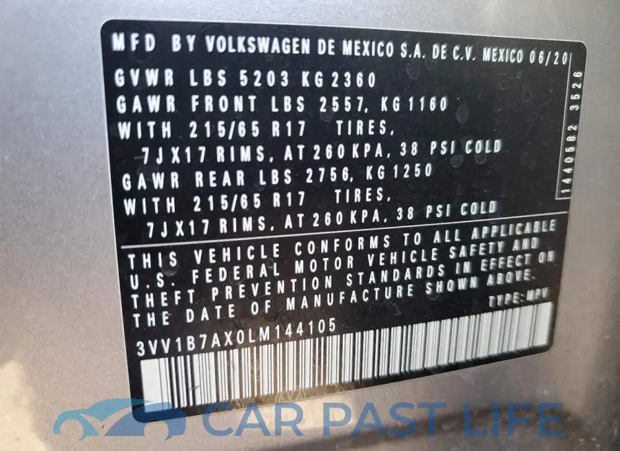 3VV1B7AX0LM144105# 12