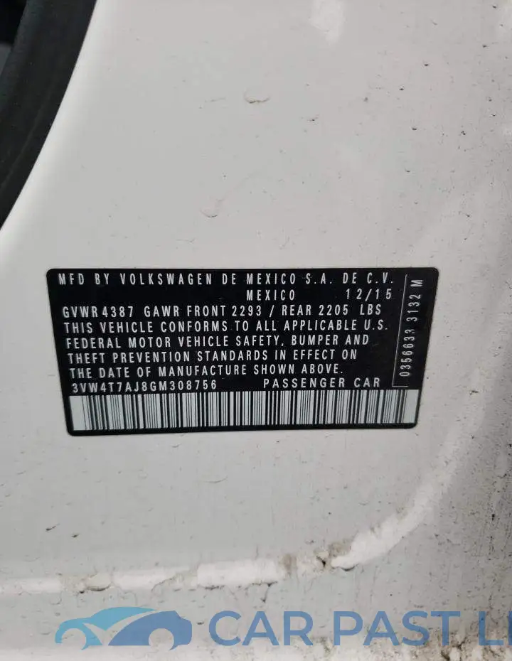 3VW4T7AJ8GM308756# 12