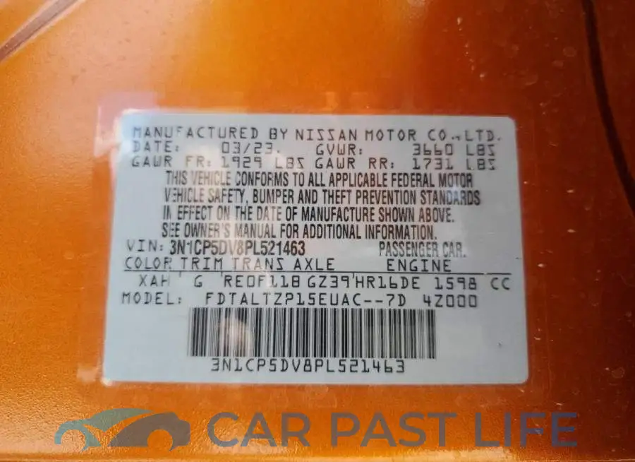 3N1CP5DV8PL521463# 12