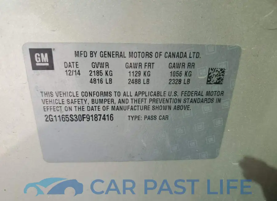 2G1165S30F9187416# 12