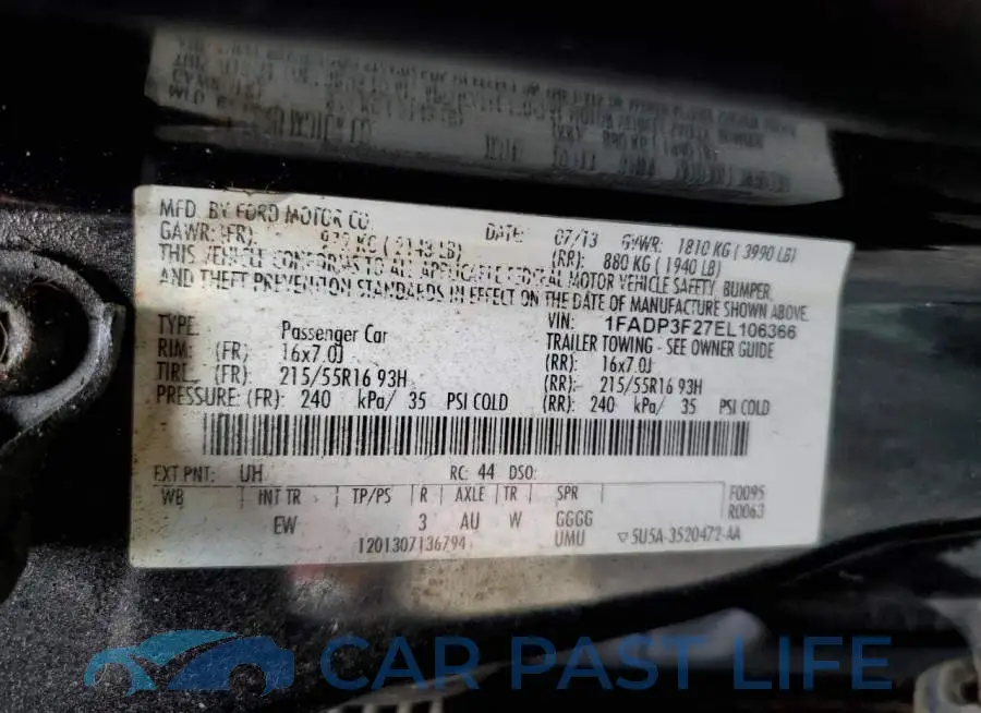 1FADP3F27EL106366# 12