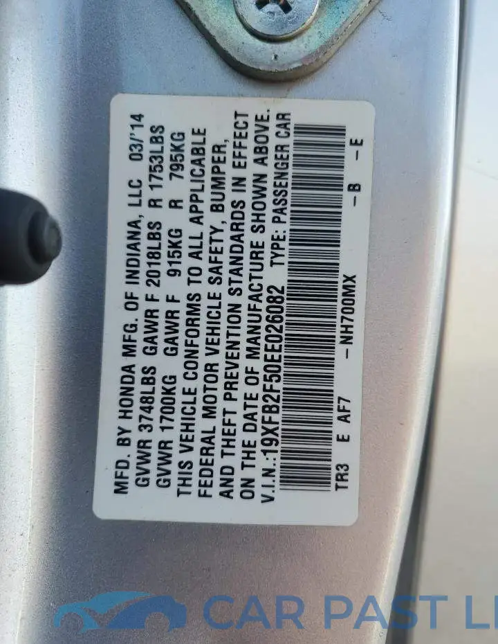 19XFB2F50EE026082# 12