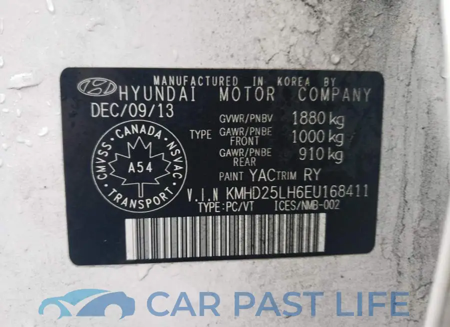 KMHD25LH6EU168411# 12