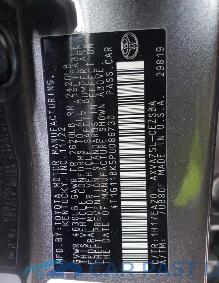 4T1G11BK5PU086730# 12