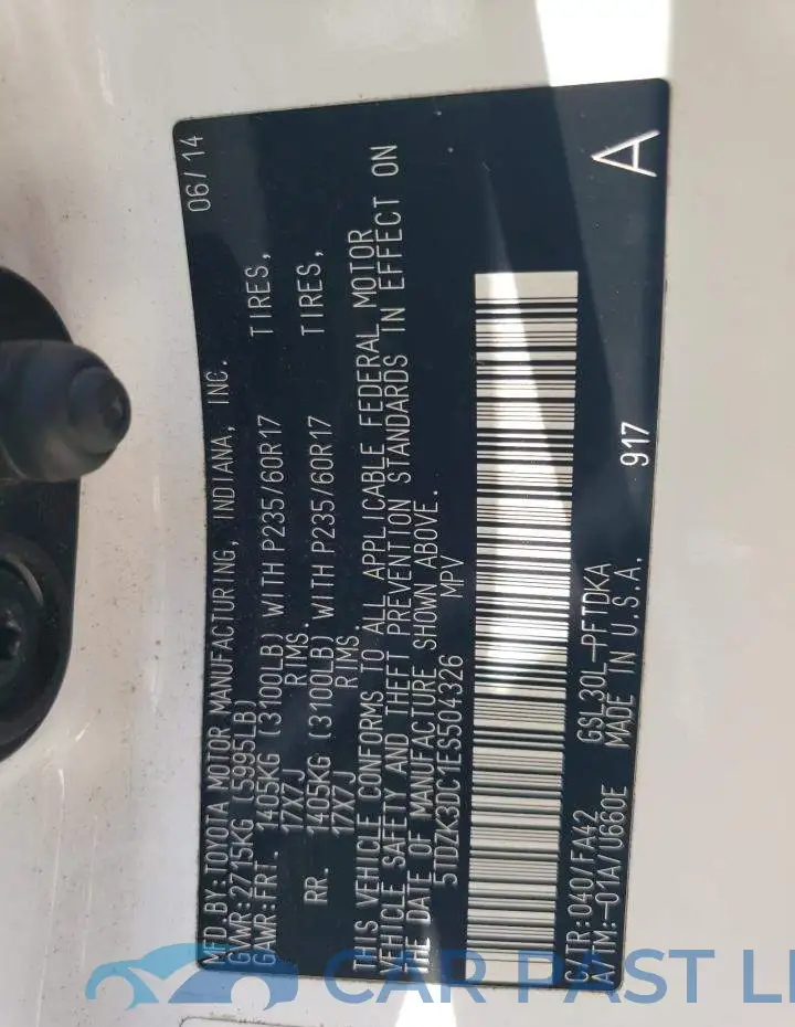 5TDZK3DC1ES504326# 13