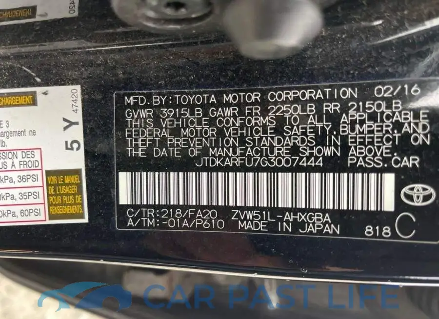 JTDKARFU7G3007444# 10