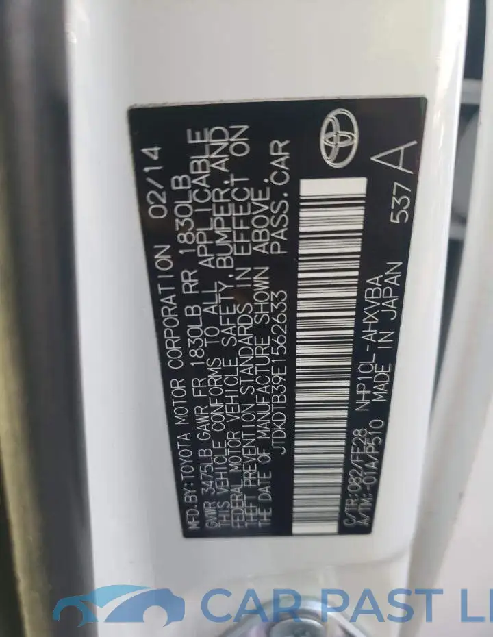 JTDKDTB39E1562633# 12