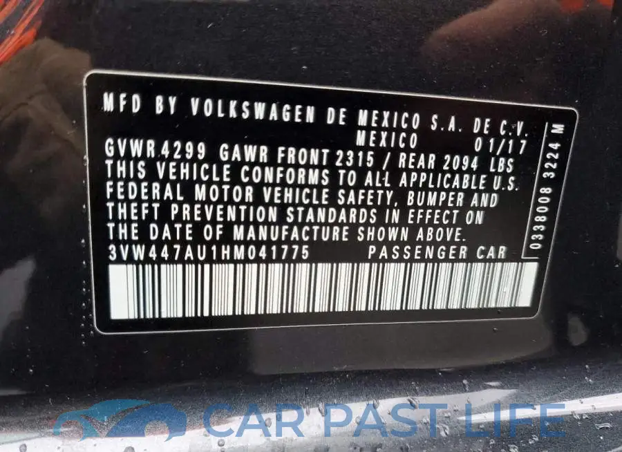 3VW447AU1HM041775# 12