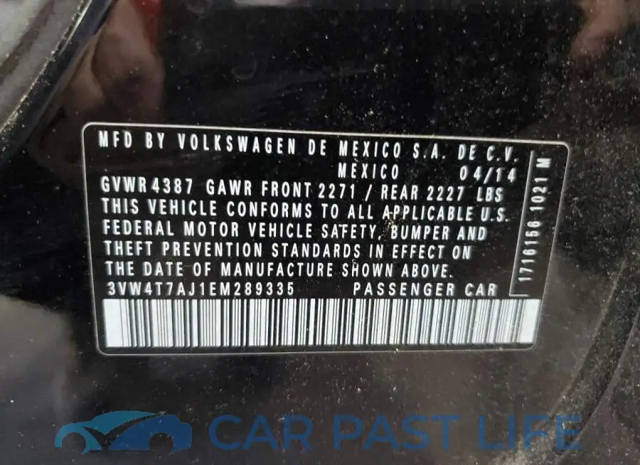 3VW4T7AJ1EM289335# 12