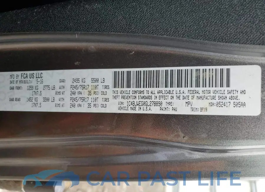 1C4BJWEG0GL278890# 12