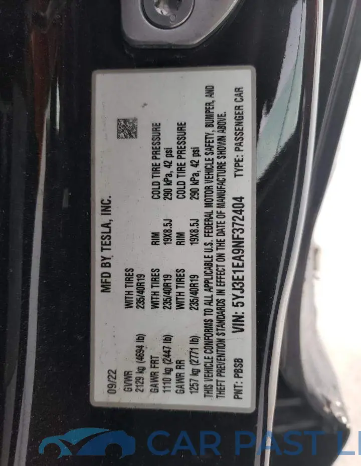 5YJ3E1EA9NF372404# 12