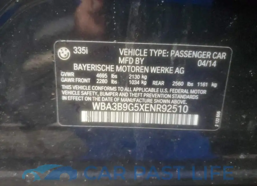 WBA3B9G5XENR92510# 12
