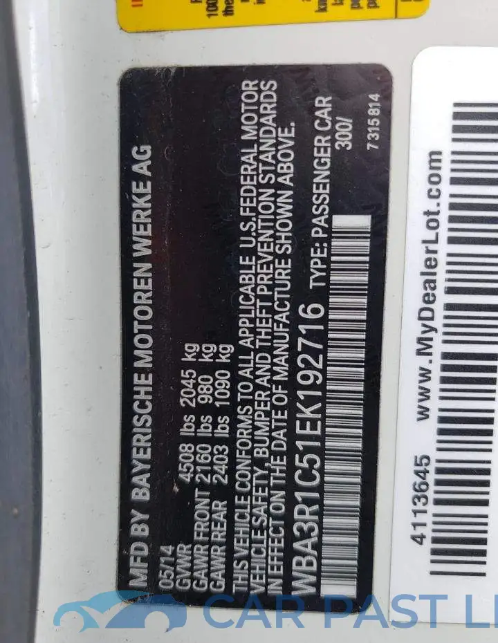 WBA3R1C51EK192716# 12