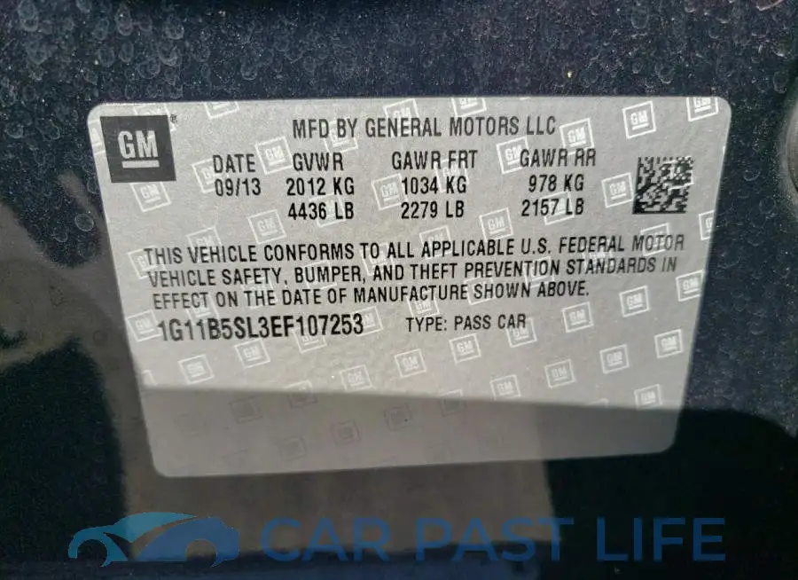 1G11B5SL3EF107253# 12