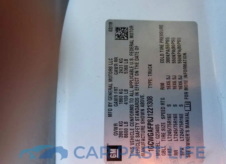 1GCWGAFP8J1221308# 13