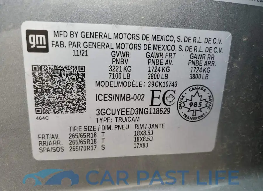 3GCUYEED3NG118629# 12