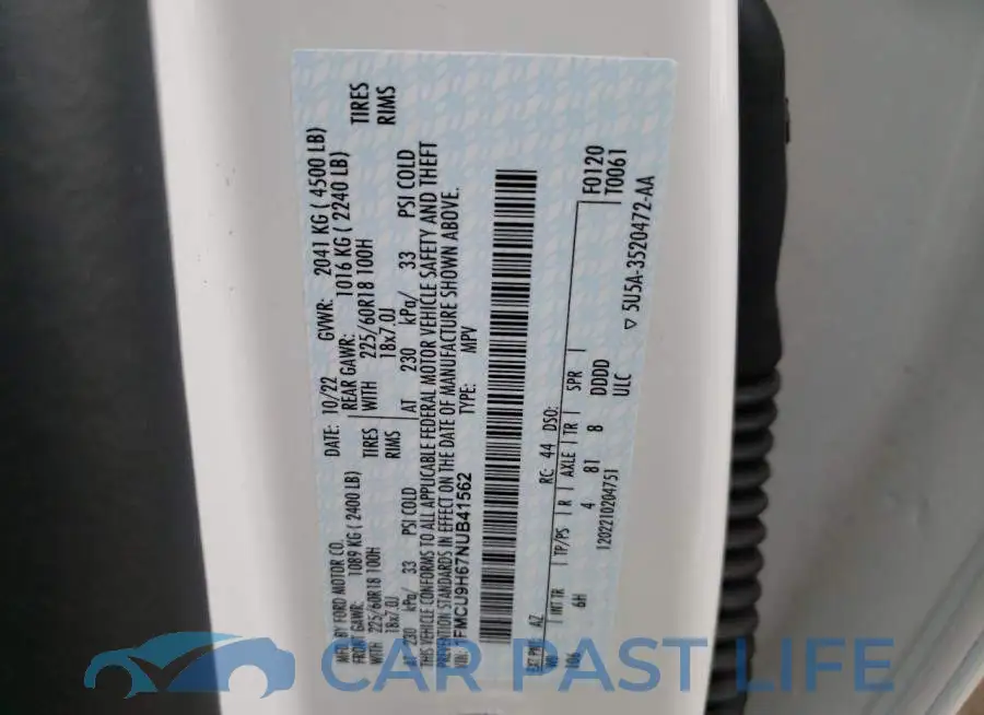 1FMCU9H67NUB41562# 13