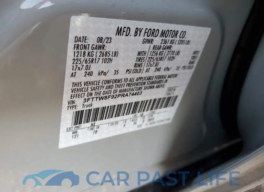 3FTTW8F92PRA74403# 12