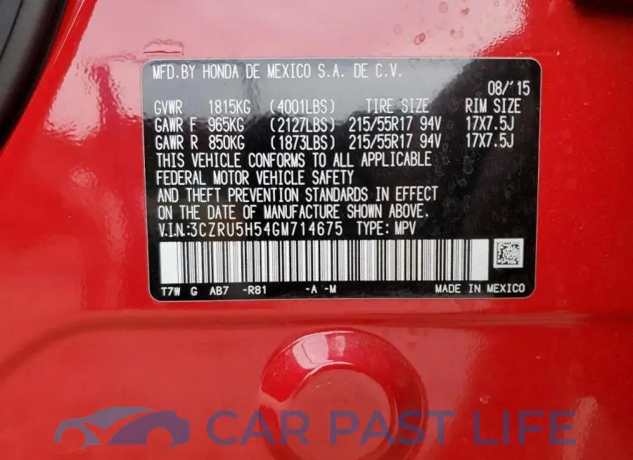 3CZRU5H54GM714675# 12
