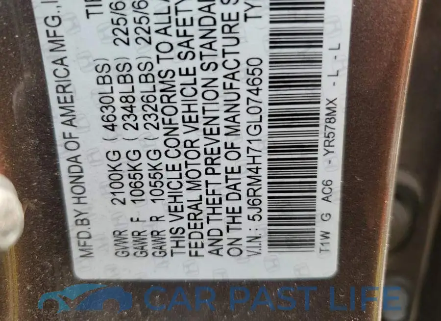 5J6RM4H71GL074650# 12
