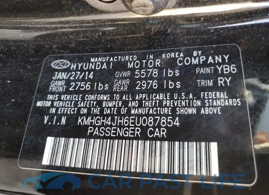 KMHGH4JH6EU087854# 12