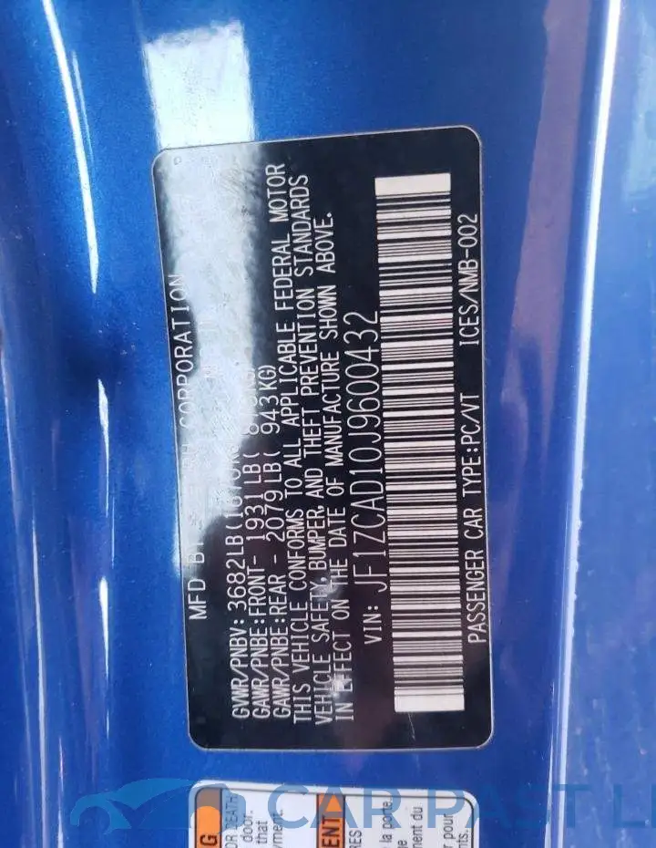 JF1ZCAD10J9600432# 12