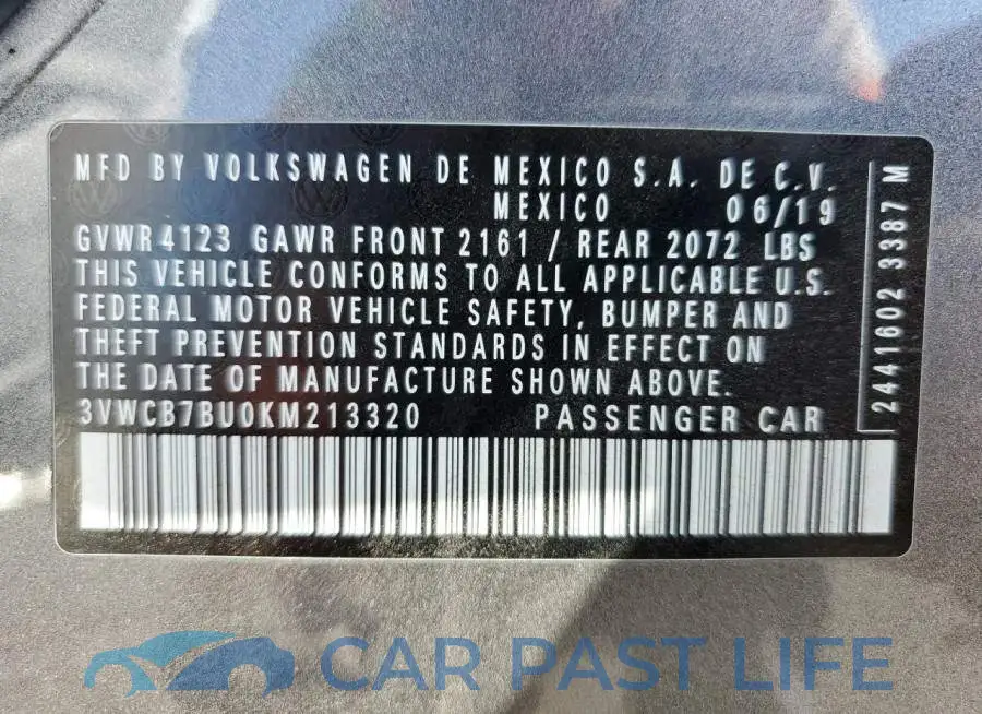 3VWCB7BU0KM213320# 12