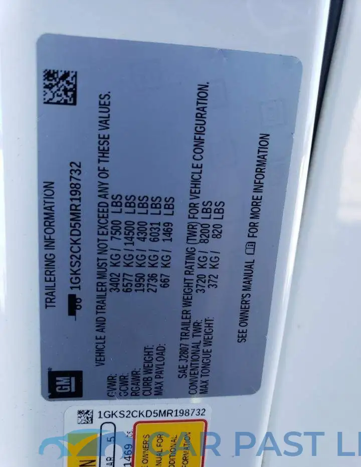 1GKS2CKD5MR198732# 12