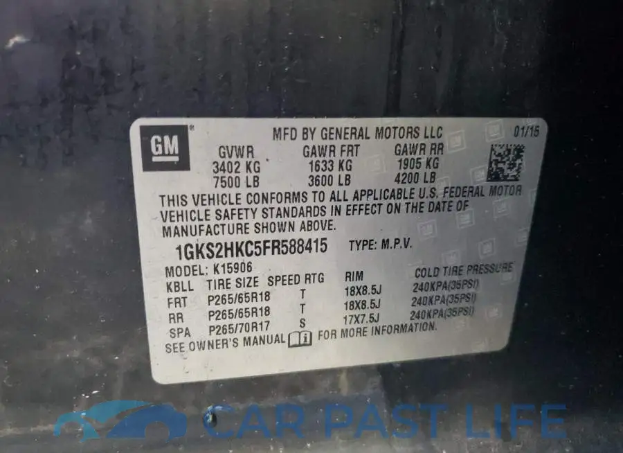 1GKS2HKC5FR588415# 13