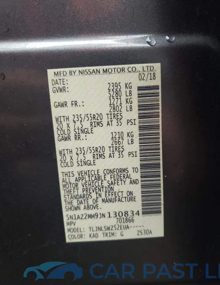 5N1AZ2MH9JN130834# 13